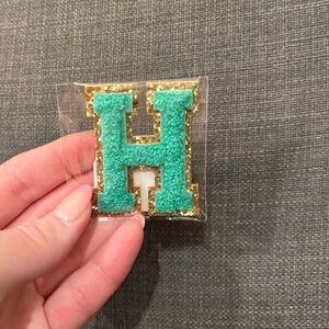 Avocado Glitter Letter Varsity H Patch Stoney Clover Lane